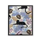 tropical seamless pattern with black leopards Framed Canvas Print Gallery Image 8