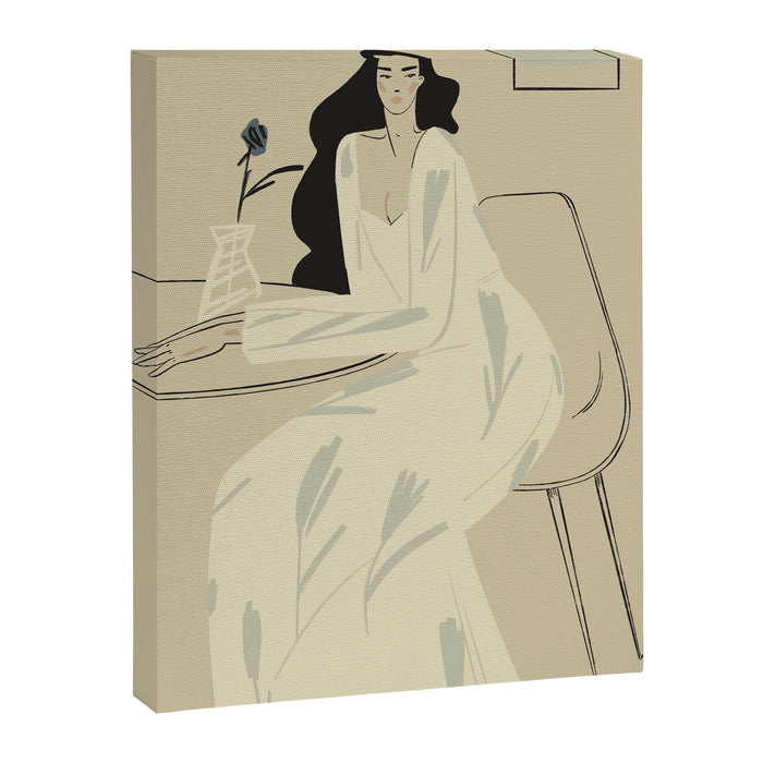 two girls with a flower Canvas Print Gallery Image 1