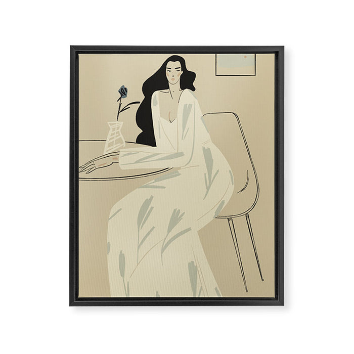 two girls with a flower Framed Canvas Print Gallery Image 1