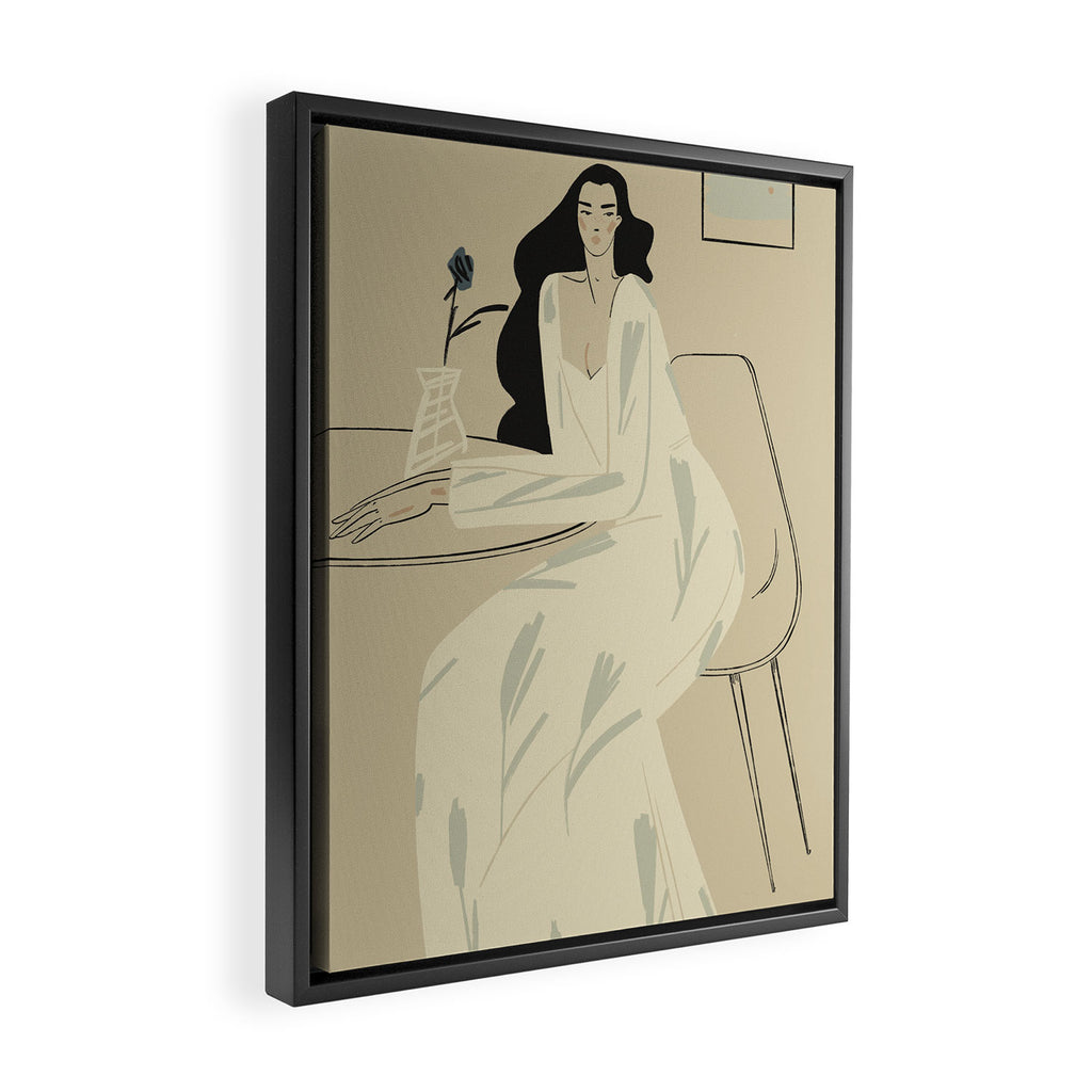 two girls with a flower Framed Canvas Print Gallery Image 2
