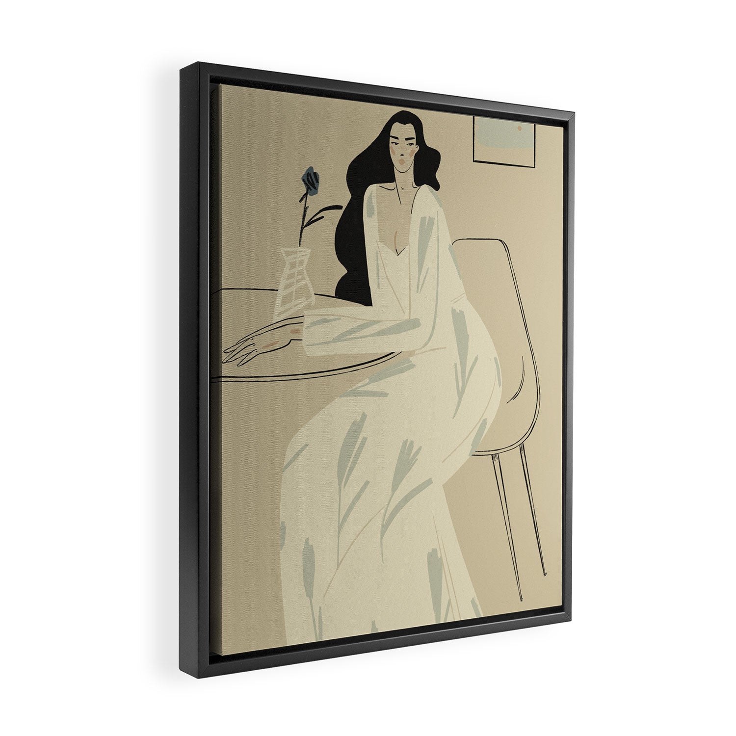 two girls with a flower Framed Canvas Print Gallery Image 2