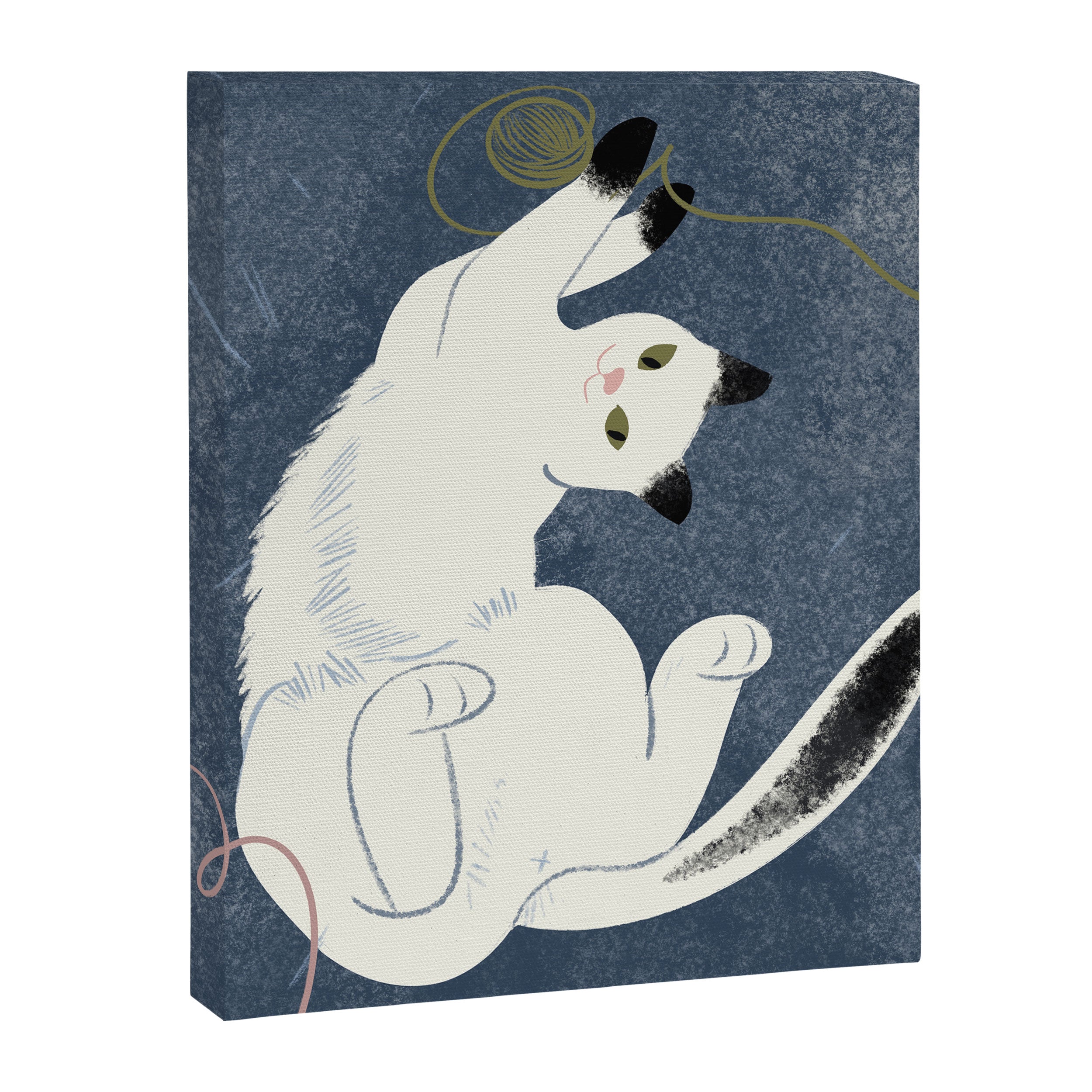  white cat on a blue background Canvas Print Gallery Image 6