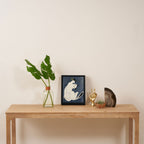  white cat on a blue background Framed Canvas Print Gallery Image 4