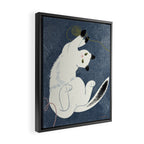  white cat on a blue background Framed Canvas Print Gallery Image 2