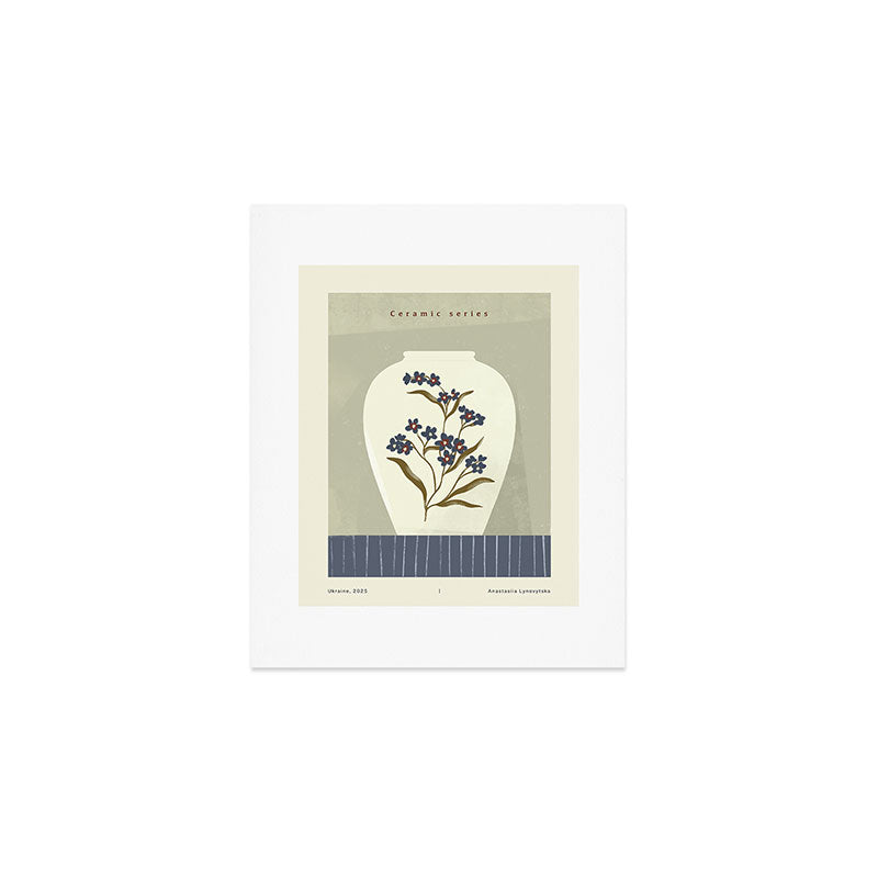 white ceramic jug with floral ornament  Art Print Gallery Image 1