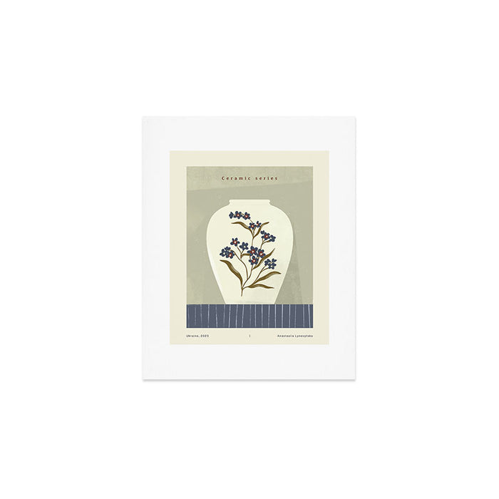 white ceramic jug with floral ornament  Art Print Gallery Image 1