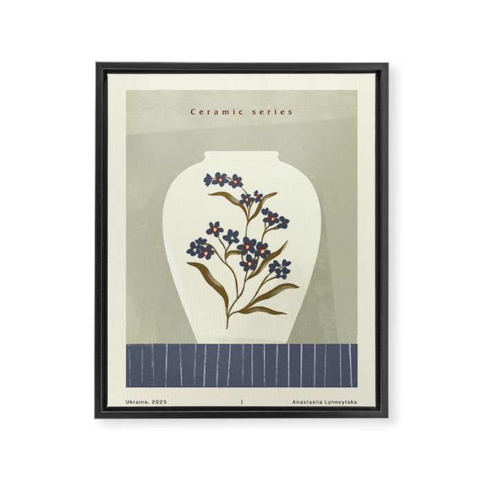 white ceramic jug with floral ornament  Framed Canvas Print Gallery Image 1