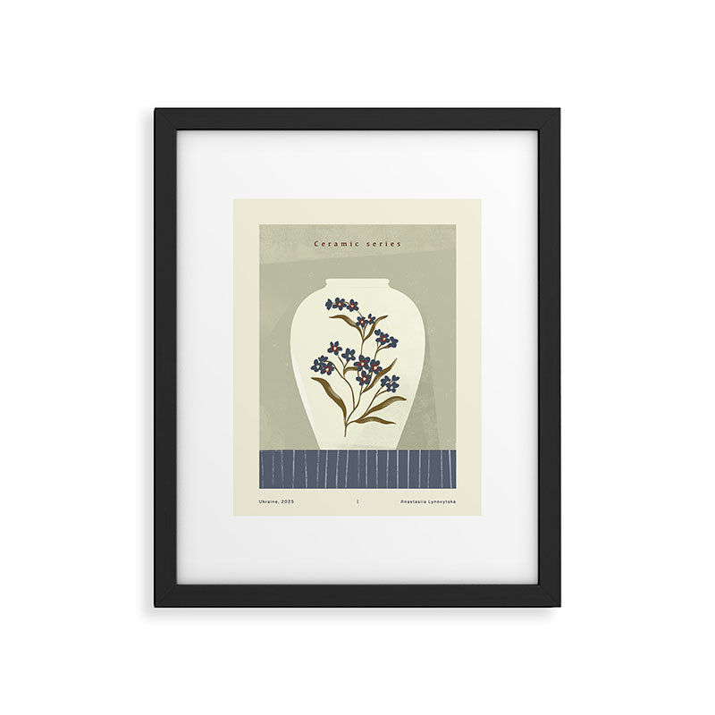 white ceramic jug with floral ornament  Framed Art Print Gallery Image 5