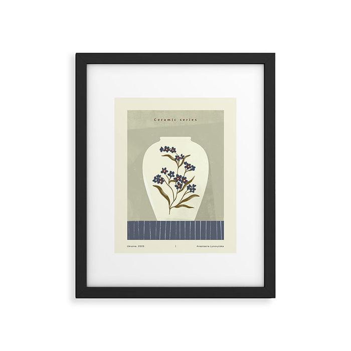 white ceramic jug with floral ornament  Framed Art Print Gallery Image 1