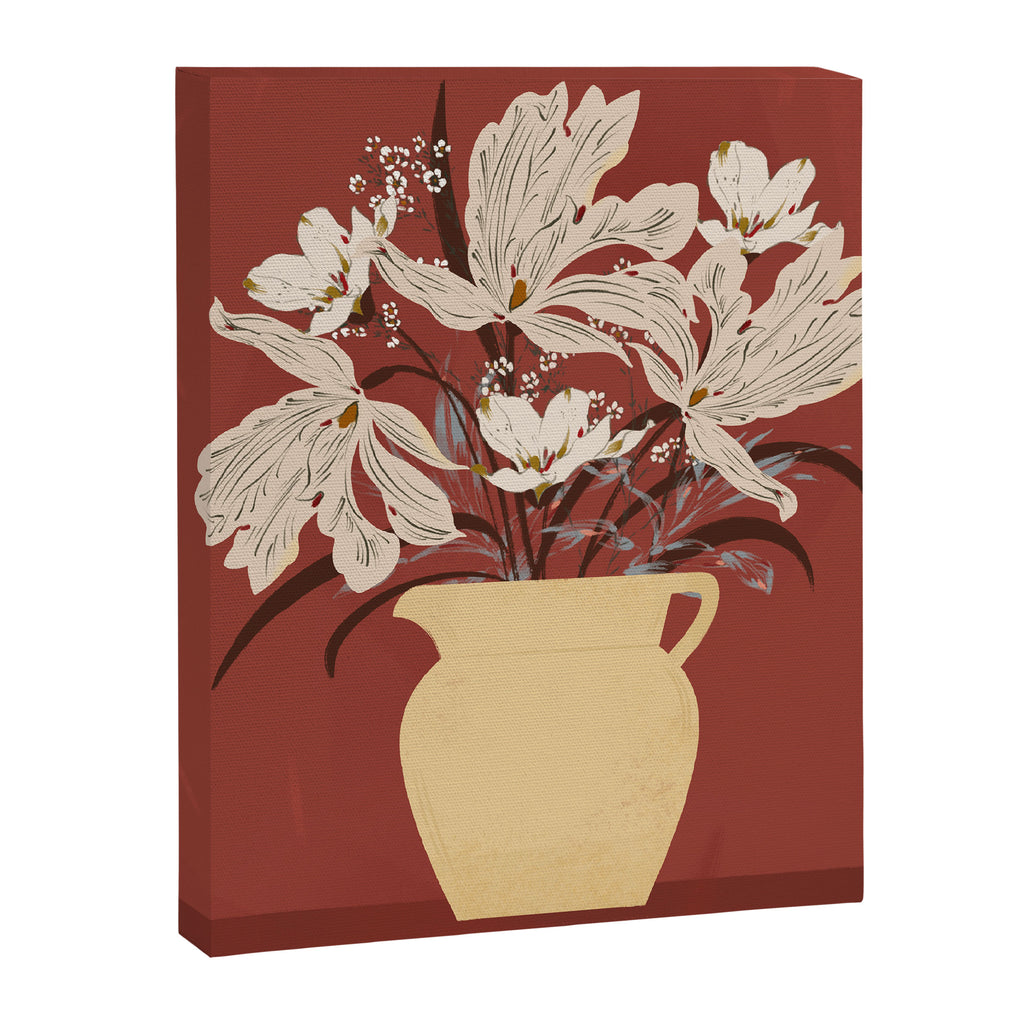 white flowers on a red background Canvas Print Gallery Image 6