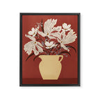 white flowers on a red background Framed Canvas Print Gallery Image 6