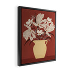 white flowers on a red background Framed Canvas Print Gallery Image 2