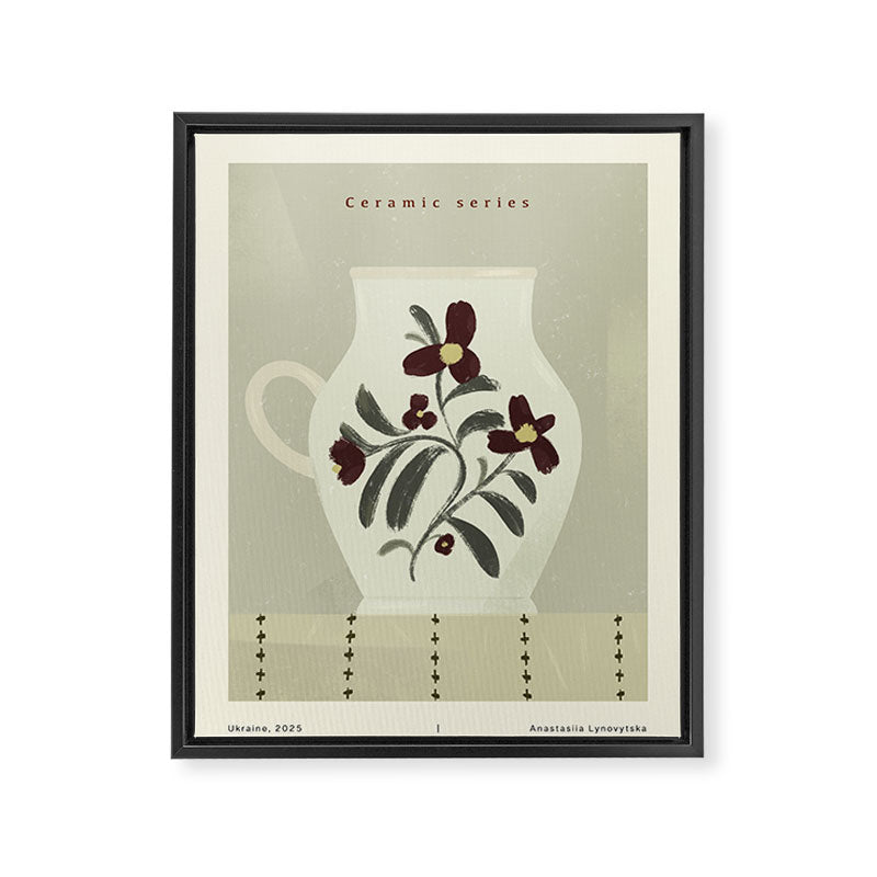 white Vase with floral ornamen Framed Canvas Print Gallery Image 6