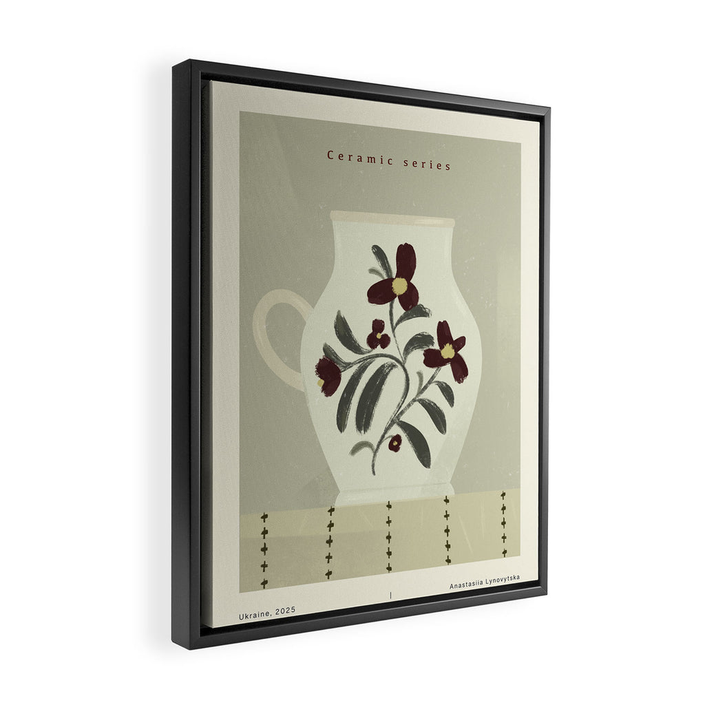 white Vase with floral ornamen Framed Canvas Print Gallery Image 2