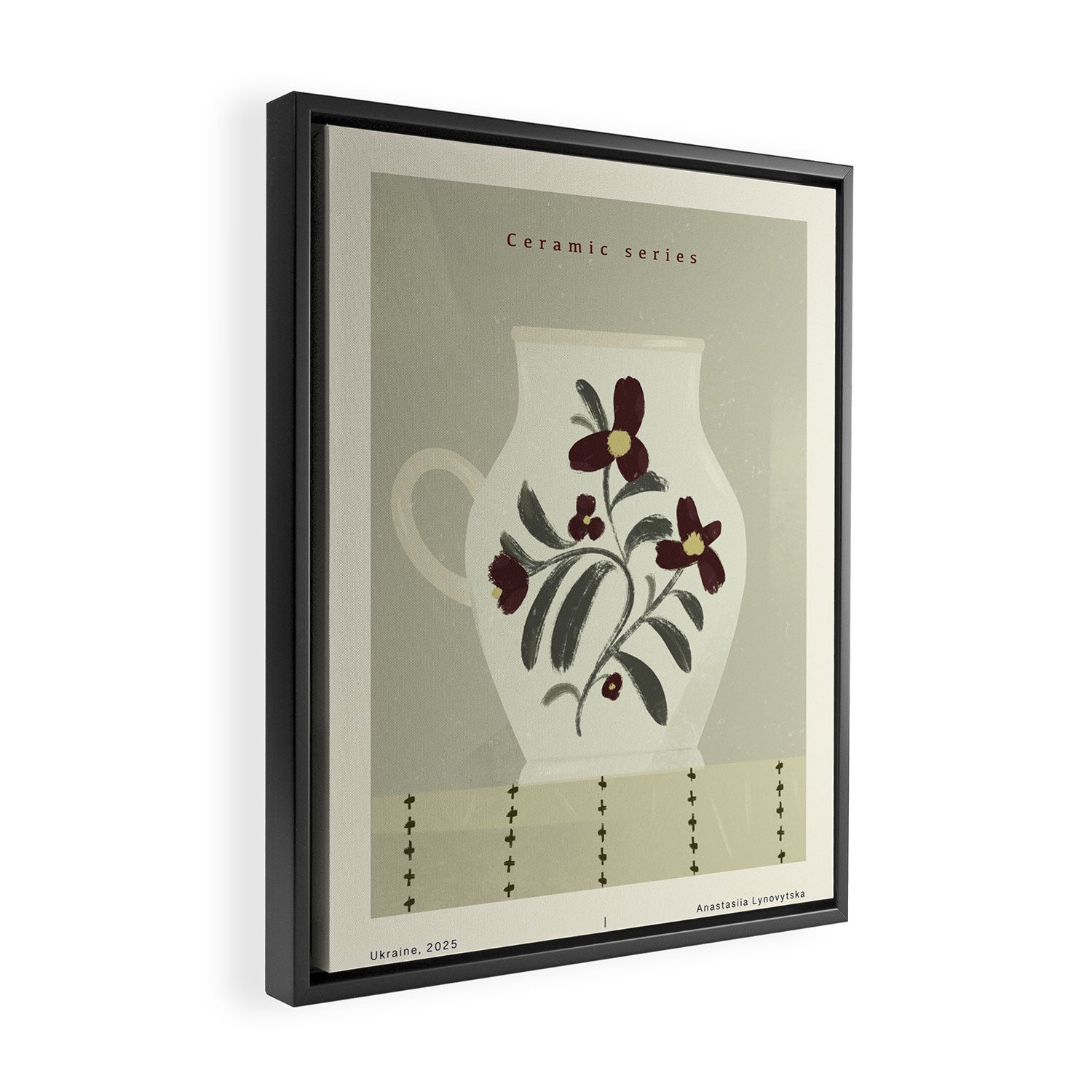 white Vase with floral ornamen Framed Canvas Print Gallery Image 2