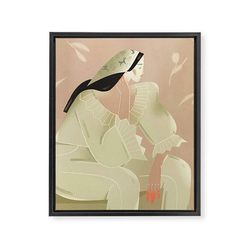  woman in a scarf Framed Canvas Print Gallery Image 6