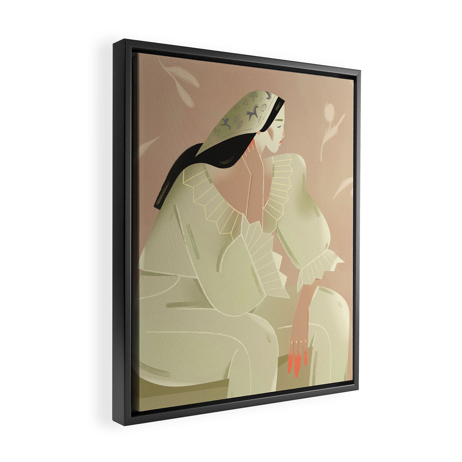  woman in a scarf Framed Canvas Print Gallery Image 2