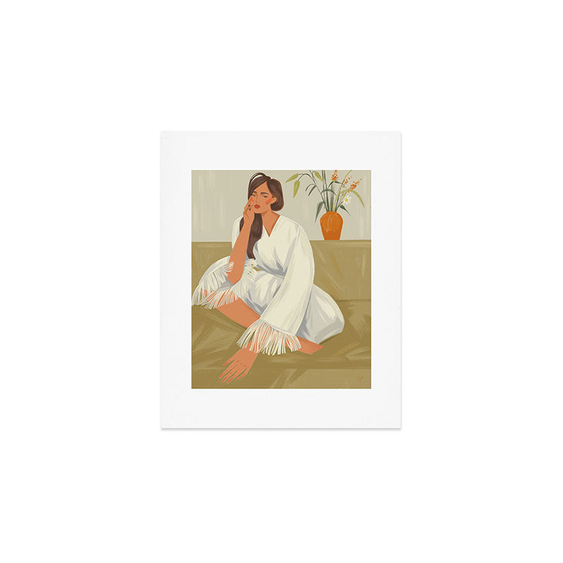 woman in kimono at home Art Print Gallery Image 1