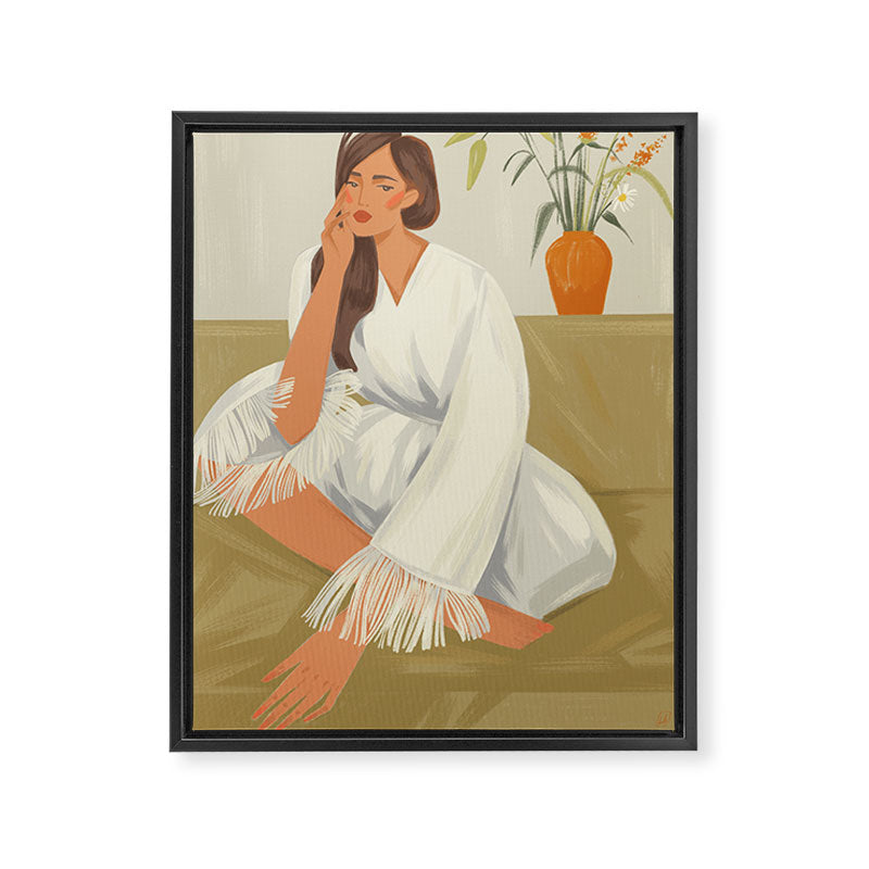 woman in kimono at home Framed Canvas Print Gallery Image 6