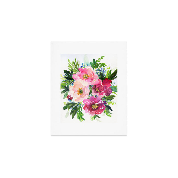 5 pink peonies in watercolor Art Print Gallery Image 1