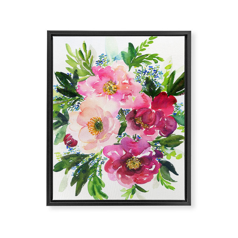 5 pink peonies in watercolor Framed Canvas Print Gallery Image 8