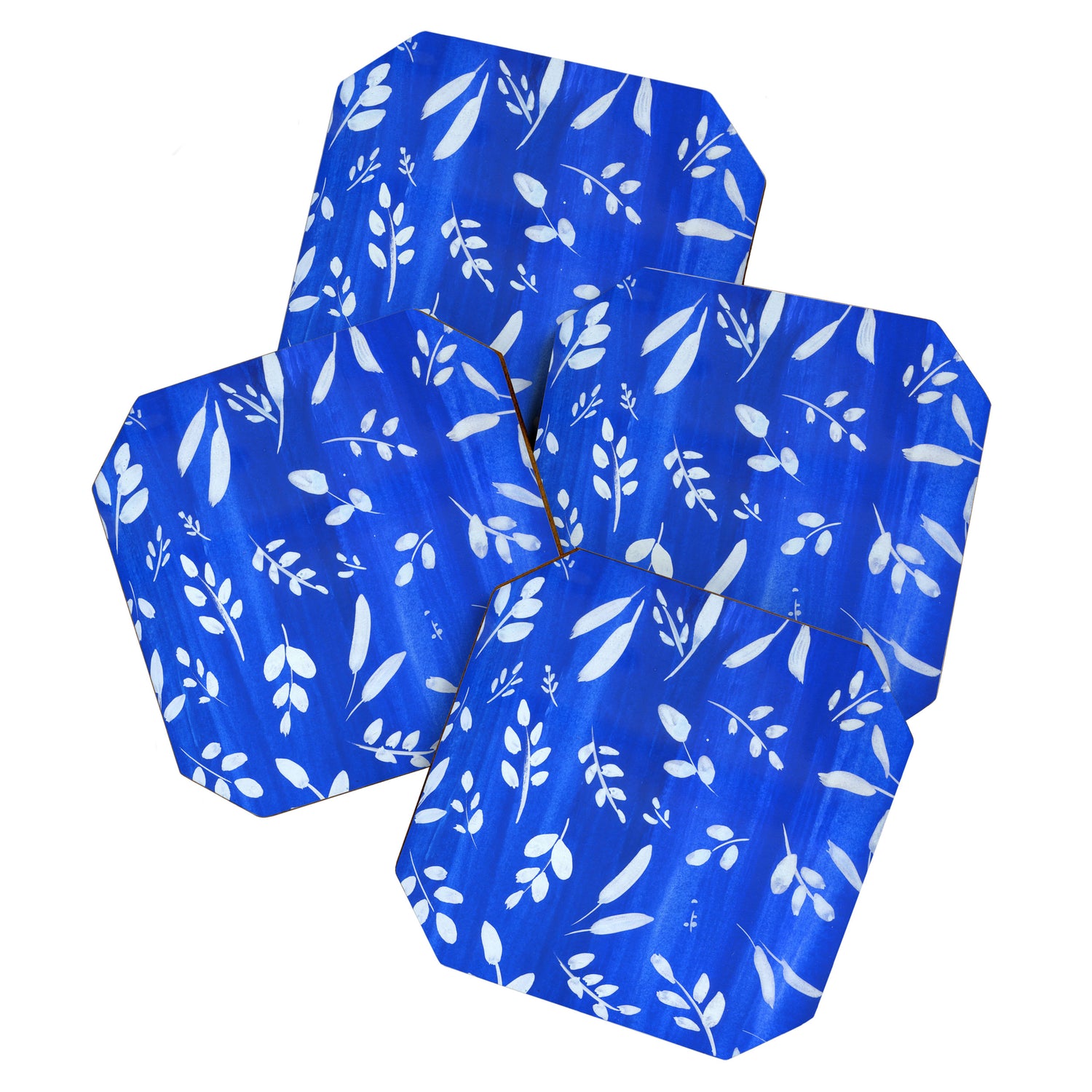 blue and white leaves Coaster Gallery Image 1