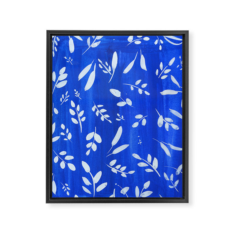 blue and white leaves Framed Canvas Print Gallery Image 6