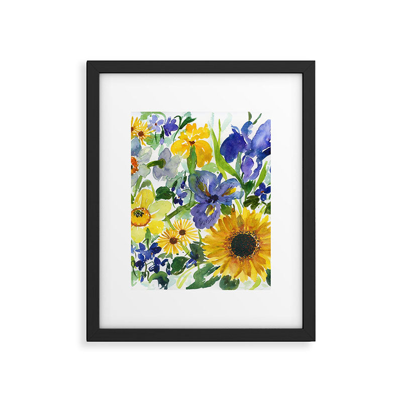 daffodil, iris and sunflower Framed Art Print Gallery Image 6