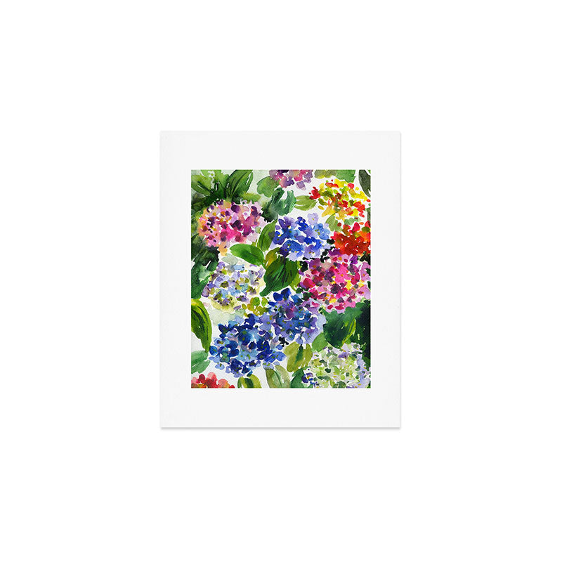 hydrangeas in green: watercolor flowers Art Print Gallery Image 1