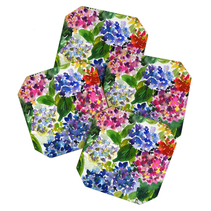 hydrangeas in green: watercolor flowers Coaster Gallery Image 1