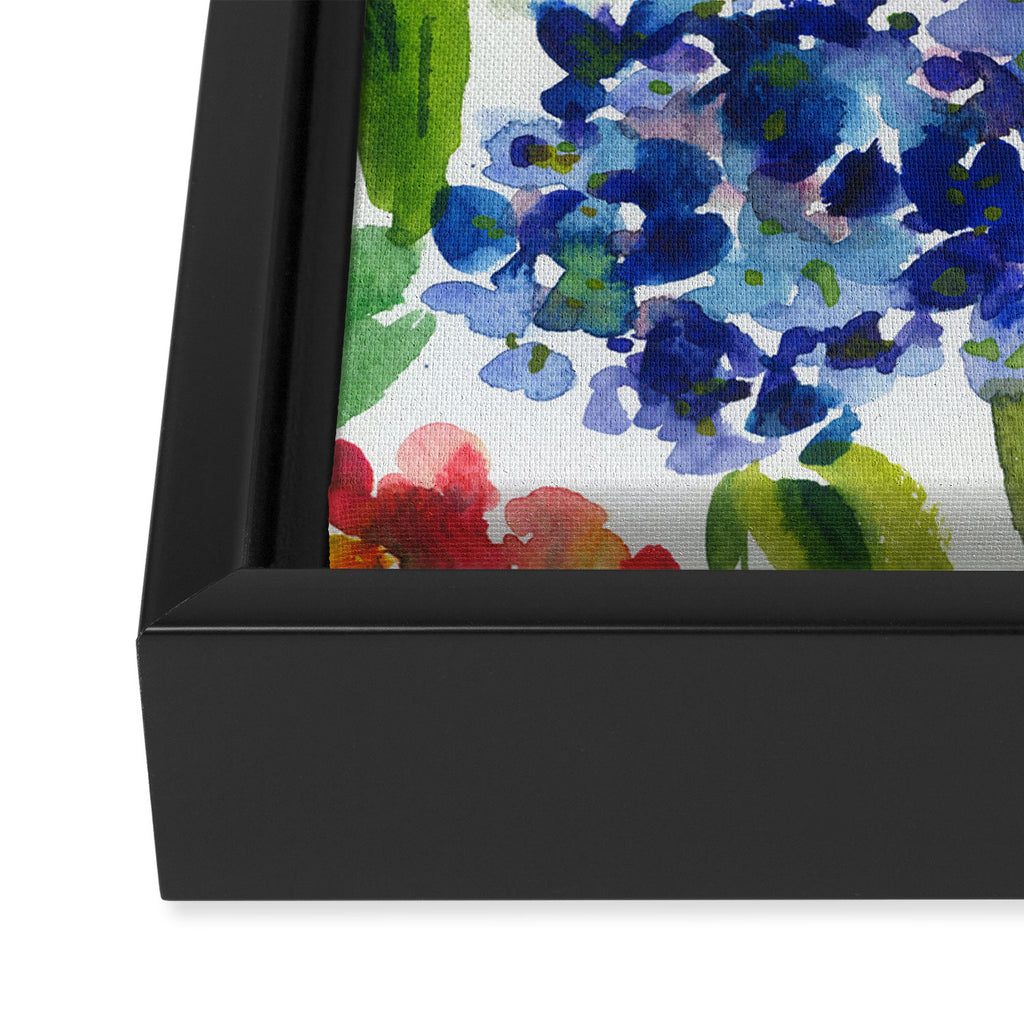 hydrangeas in green: watercolor flowers Framed Canvas Print Gallery Image 3