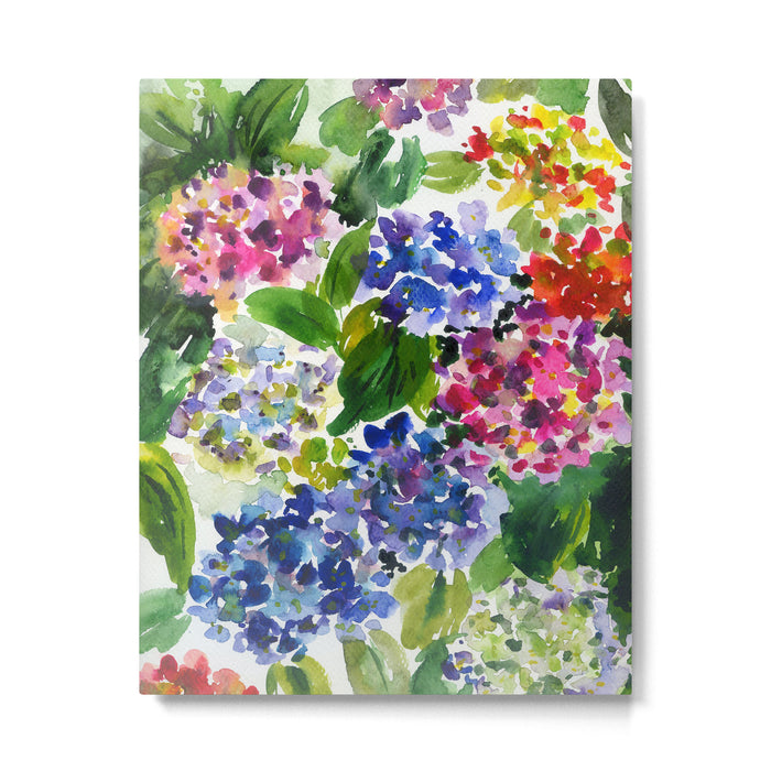 hydrangeas in green: watercolor flowers Metal Print Gallery Image 1