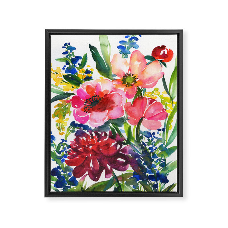 my floral garden in watercolor Framed Canvas Print Gallery Image 6