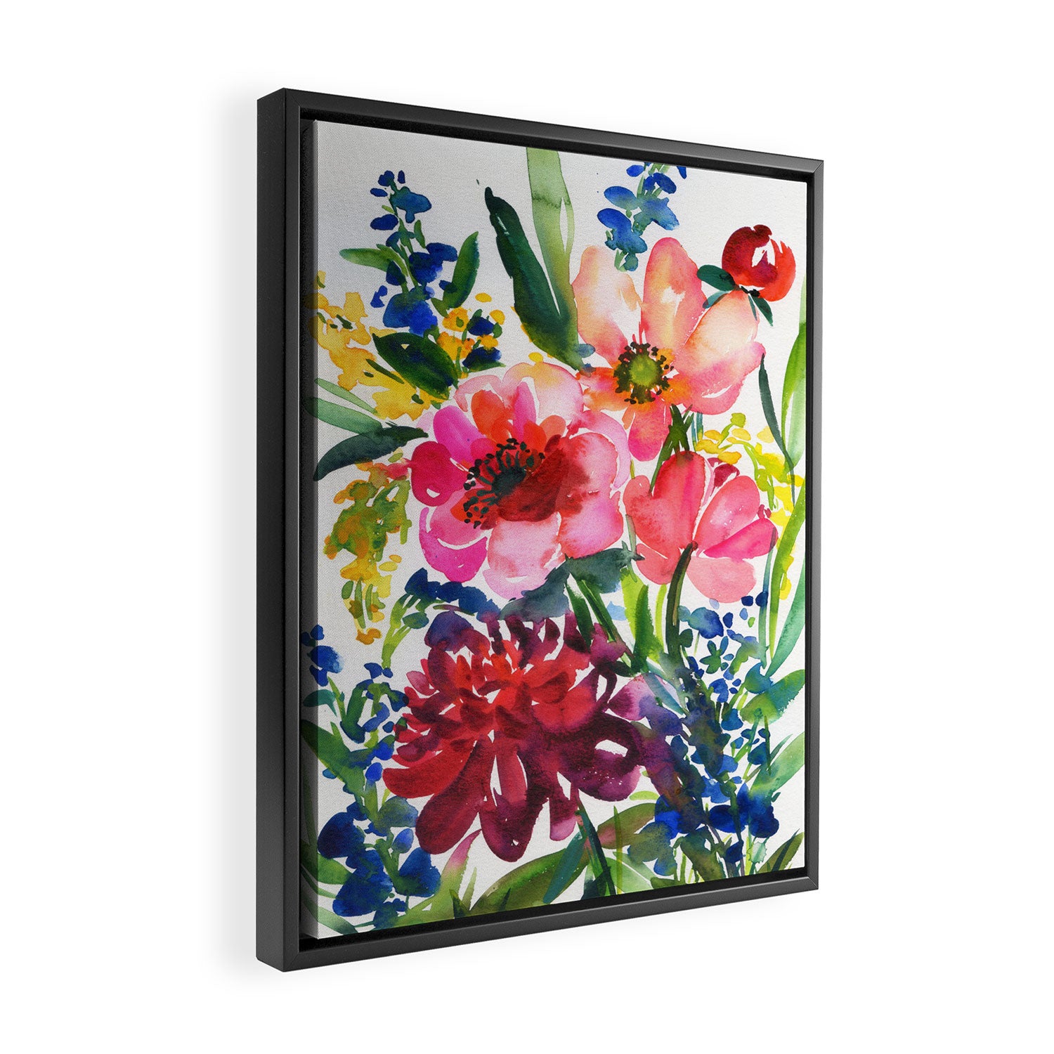 my floral garden in watercolor Framed Canvas Print Gallery Image 2
