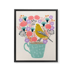 Bird and Flowers - Warbler by Andrea Lauren Framed Canvas Print Gallery Image 6
