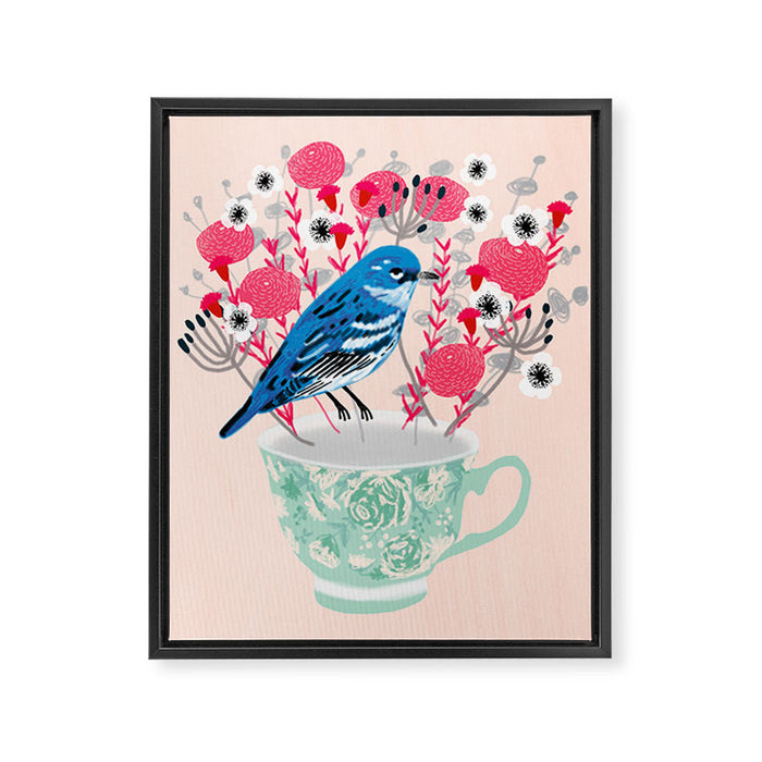 Bird on a Teacup by Andrea Lauren  Framed Canvas Print Gallery Image 1