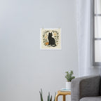 Black Cat Familiar - Autumn Witchy Cat with Pumpkin, Flowers, and Key Art Print Gallery Image 3
