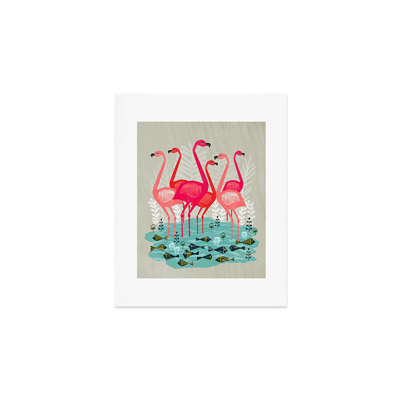 Flamingos by Andrea Lauren  Art Print Gallery Image 1