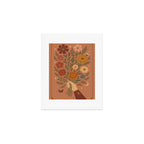 Folk Bouquet - Whimsical Hand Holding Wildflowers under Moon and Stars Art Print Gallery Image 1