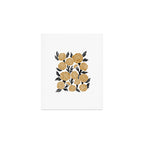 Golden Flowers - floral, yellow, golden yellow, ochre, linocut, woodcut, woodblock Art Print Gallery Image 1
