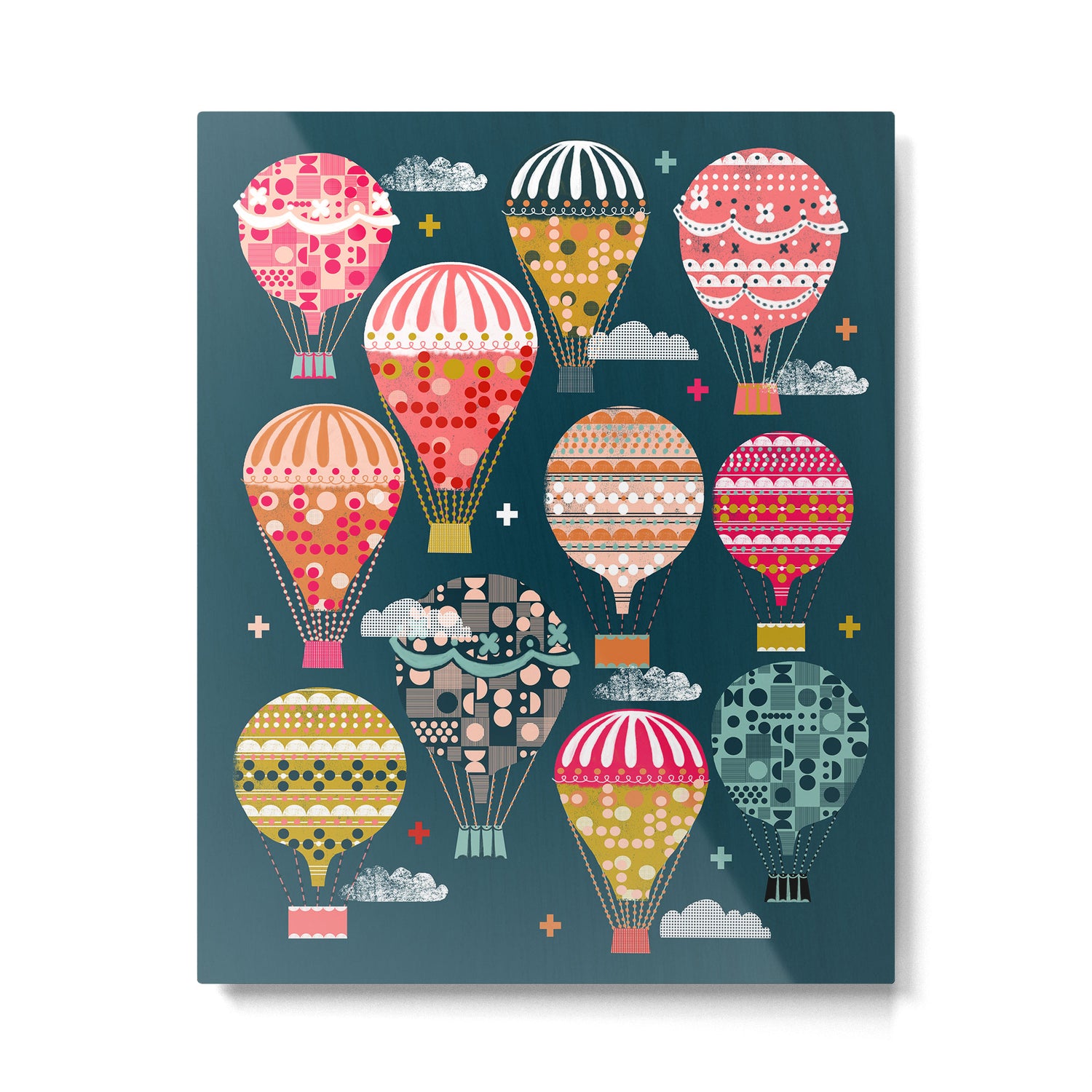 Hot Air Balloons - Retro, Vintage-inspired Print and Pattern by Andrea Lauren Metal Print Gallery Image 4