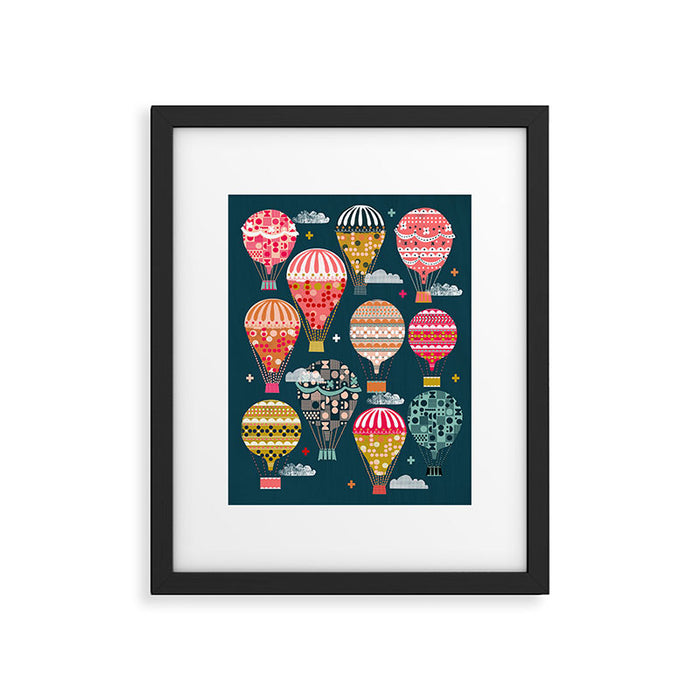Hot Air Balloons - Retro, Vintage-inspired Print and Pattern by Andrea Lauren Framed Art Print Gallery Image 1