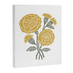Marigold - gold marigold, yellow,  yellow flowers, yellow floral, linocut art, woodcut art, woodblock art, marigold flowers Canvas Print Gallery Image 6