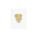 Marigold - gold marigold, yellow,  yellow flowers, yellow floral, linocut art, woodcut art, woodblock art, marigold flowers Art Print Gallery Image 1