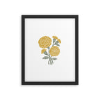 Marigold - gold marigold, yellow,  yellow flowers, yellow floral, linocut art, woodcut art, woodblock art, marigold flowers Framed Art Print Gallery Image 5