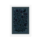 Midnight Belladonna - Mystical Folk Floral with Stars and Moon Art Print Gallery Image 1