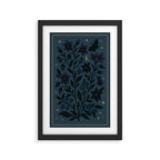 Midnight Belladonna - Mystical Folk Floral with Stars and Moon Framed Art Print Gallery Image 2