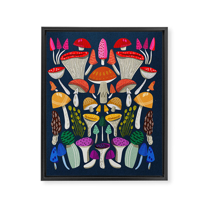 Mushrooms - mushroom, shrooms, mushroom print, rainbow, woodland, andrea lauren Framed Canvas Print Gallery Image 1