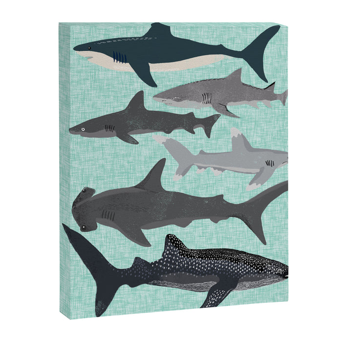 Sharks nature animal illustration texture print marine biologist sea life ocean Andrea Lauren Canvas Print Gallery Image 1
