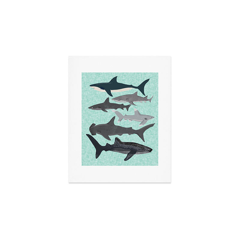 Sharks nature animal illustration texture print marine biologist sea life ocean Andrea Lauren Art Print Gallery Image 1